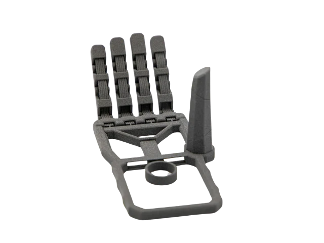 Mit Polymer-Pulver 3D-gedruckte Roboterhand.